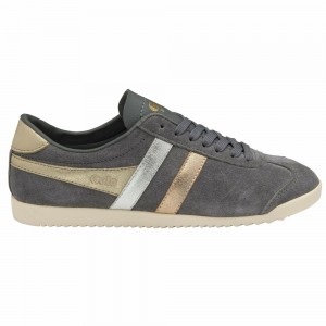 Gola Classics Bullet Mirror Trident Women Sneakers Grey / Silver / Gold | QTSBKC763