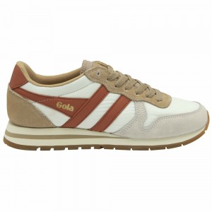 Gola Classics Daytona Chute Women Sneakers White / Orange Brown | IFDQZV456