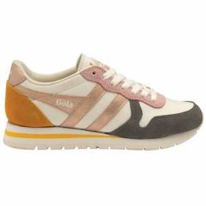 Gola Classics Daytona Quadrant Women Sneakers White / Grey / Rose Gold / Orange | VAODWF931