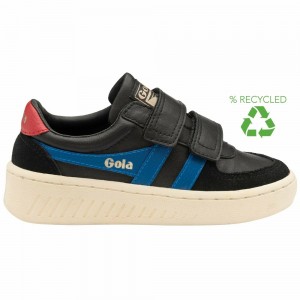 Gola Classics Grandslam Classic Strap Kids' Sneakers Black / Blue / Deep Red | MUXYRS678