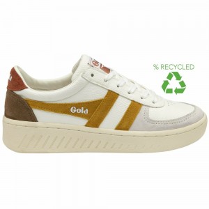 Gola Classics Grandslam Trident Women Sneakers White / Orange / Orange Brown | MVXBES240