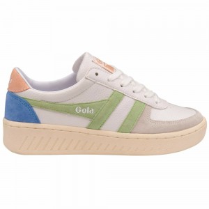 Gola Classics Grandslam Trident Women Sneakers White / Green / Pink | ILKOVF572