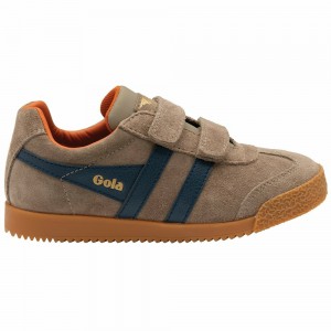 Gola Classics Harrier Strap Kids' Sneakers Navy / Orange | HEKYQB903