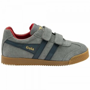 Gola Classics Harrier Strap Kids' Sneakers Grey / Navy / Deep Red | OFIJNX970