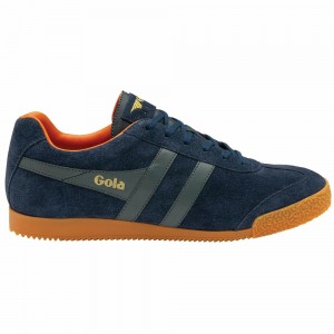 Gola Classics Harrier Suede Men Sneakers Navy / Grey / Orange | NACPHW013