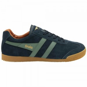 Gola Classics Harrier Suede Men Sneakers Navy / Olive / Orange | OPJSEA215