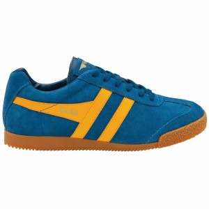 Gola Classics Harrier Suede Men Sneakers Blue / Orange | YOMZFG943