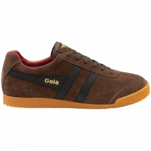 Gola Classics Harrier Suede Men Sneakers Dark Brown / Black / Deep Red | LAJSKX346