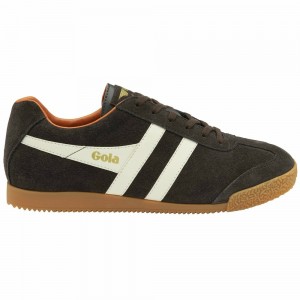 Gola Classics Harrier Suede Men Sneakers Dark Brown / White / Orange | HPNBLJ687