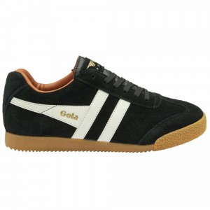 Gola Classics Harrier Suede Women Sneakers Black / White / Orange | QWHYBZ830