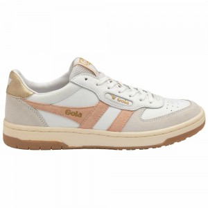 Gola Classics Hawk Women Sneakers White / Pink / Gold | DHTSWE026