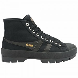 Gola Vegan Classics Coaster Peak High Women Sneakers Black / Black / Black | RIYABC571