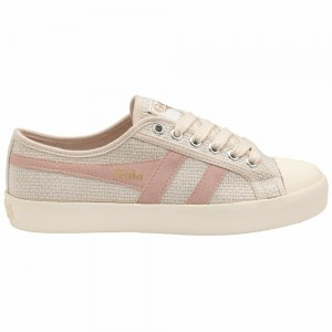 Gola Vegan Classics Coaster Raffia Women Sneakers Beige / Pink | VAREUC123