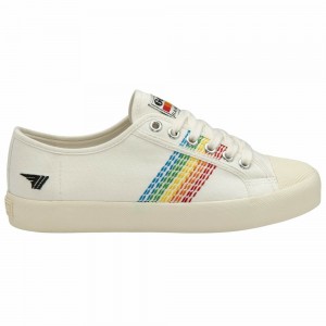 Gola Vegan Classics Coaster Rainbow Stitch Women Sneakers White / Multicolor | KQMROP071