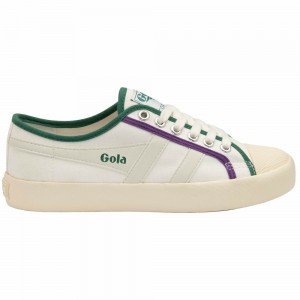 Gola Vegan Classics Coaster Smash Women Sneakers White / Dark Green / Purple | UPYLJX710