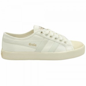 Gola Vegan Classics Coaster Women Sneakers White / White / Gold | GZJRKO234