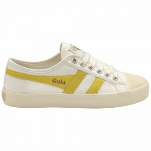 Gola Vegan Classics Coaster Women Sneakers White / Lemon | HEPXML619