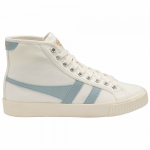 Gola Vegan Classics Tennis Mark Cox High Women Sneakers White / Blue | YXUPRA012