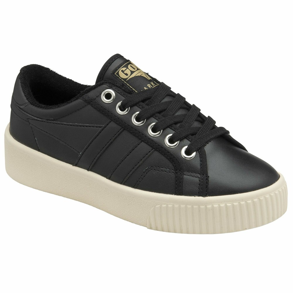 Gola Classics Baseline Mark Cox Leather Women Sneakers Black / White | DBWPKC057