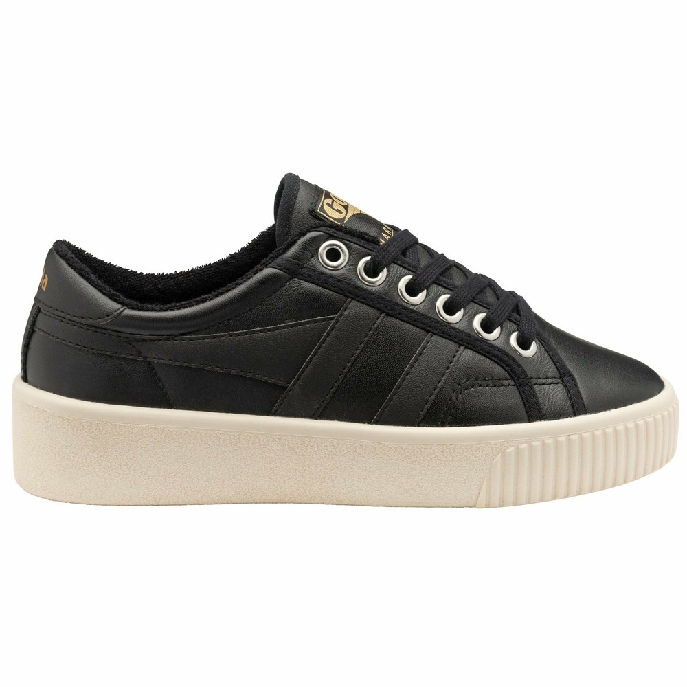 Gola Classics Baseline Mark Cox Leather Women Sneakers Black / White | DBWPKC057