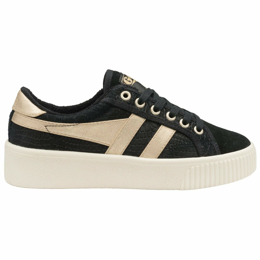 Gola Classics Baseline Mark Cox Mirror Women Sneakers Black / Gold | KZEVGW072