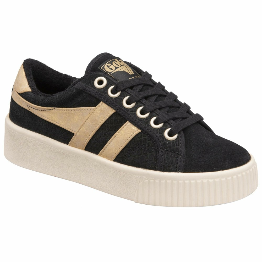 Gola Classics Baseline Mark Cox Mirror Women Sneakers Black / Gold | KZEVGW072