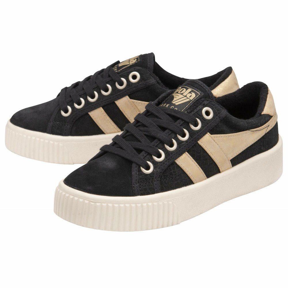 Gola Classics Baseline Mark Cox Mirror Women Sneakers Black / Gold | KZEVGW072