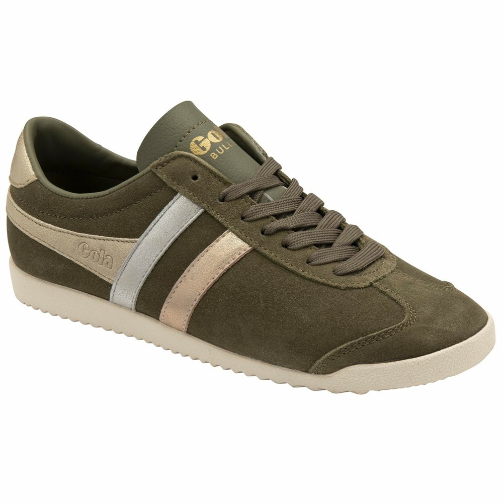 Gola Classics Bullet Mirror Trident Women Sneakers Khaki / Silver / Gold | PXQIWL650