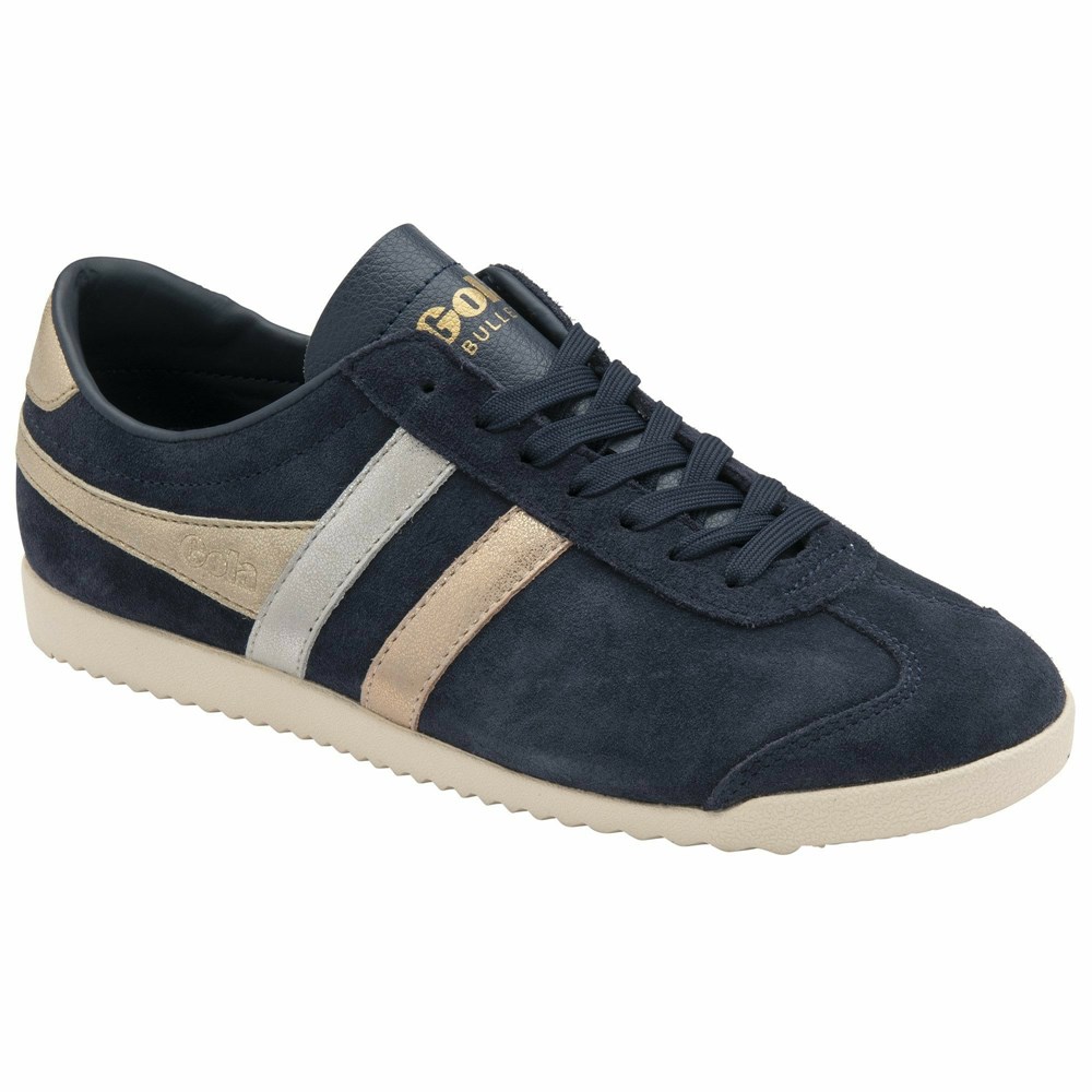 Gola Classics Bullet Mirror Trident Women Sneakers Navy / Silver / Gold | ESRQXH892