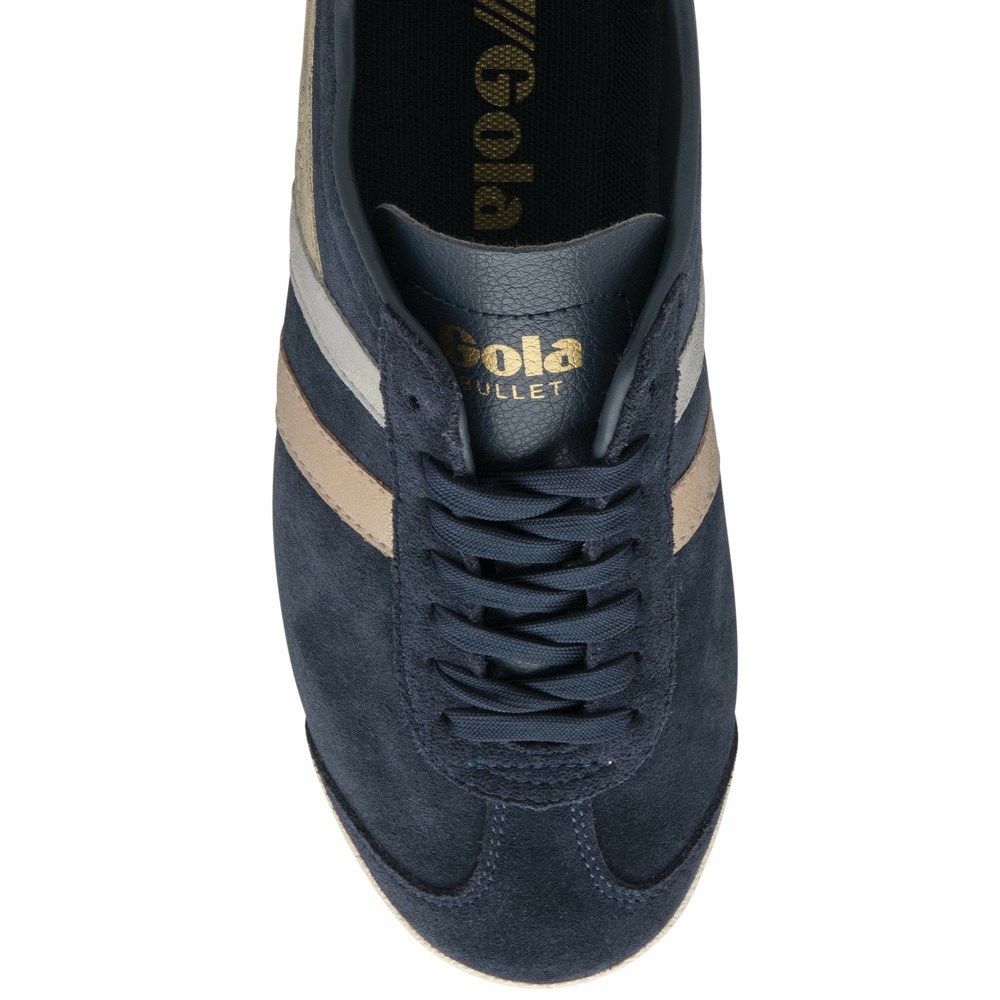 Gola Classics Bullet Mirror Trident Women Sneakers Navy / Silver / Gold | ESRQXH892