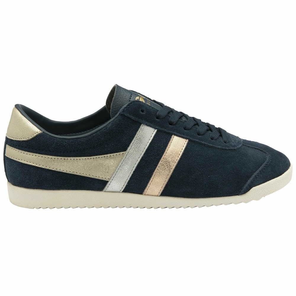 Gola Classics Bullet Mirror Trident Women Sneakers Navy / Silver / Gold | ESRQXH892