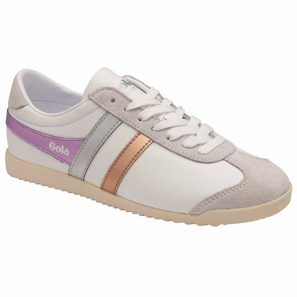 Gola Classics Bullet Trident Women Sneakers White / Pink / Purple | XMWUBS186