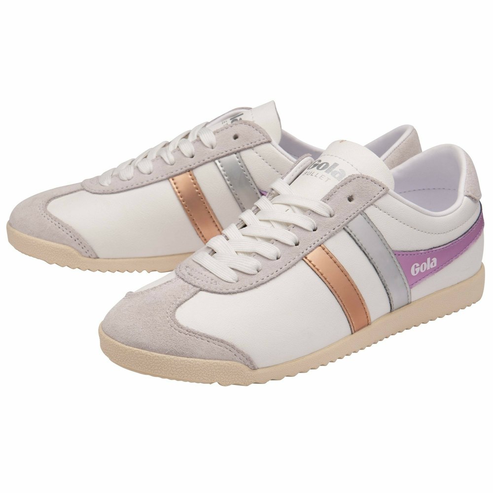 Gola Classics Bullet Trident Women Sneakers White / Pink / Purple | XMWUBS186