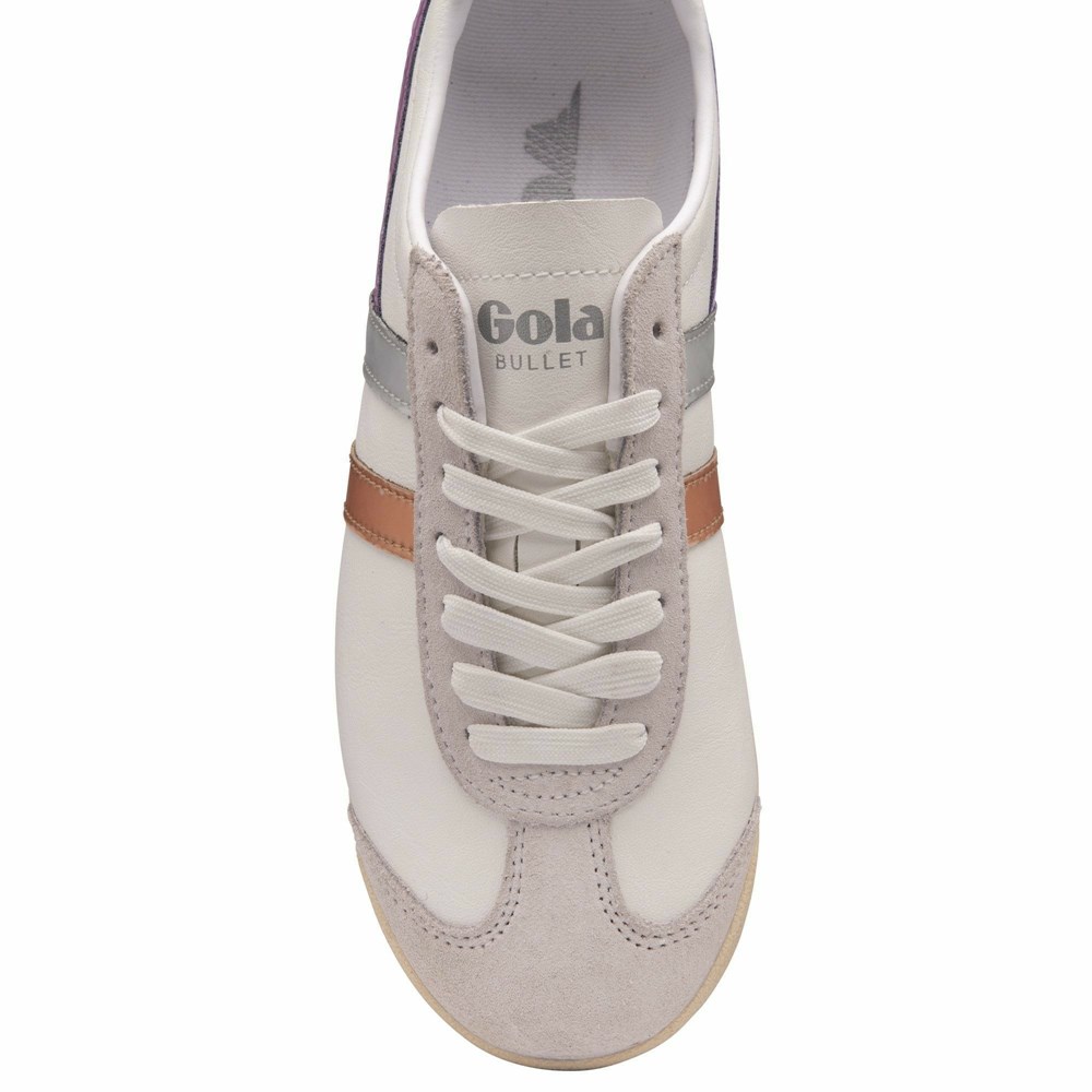 Gola Classics Bullet Trident Women Sneakers White / Pink / Purple | XMWUBS186