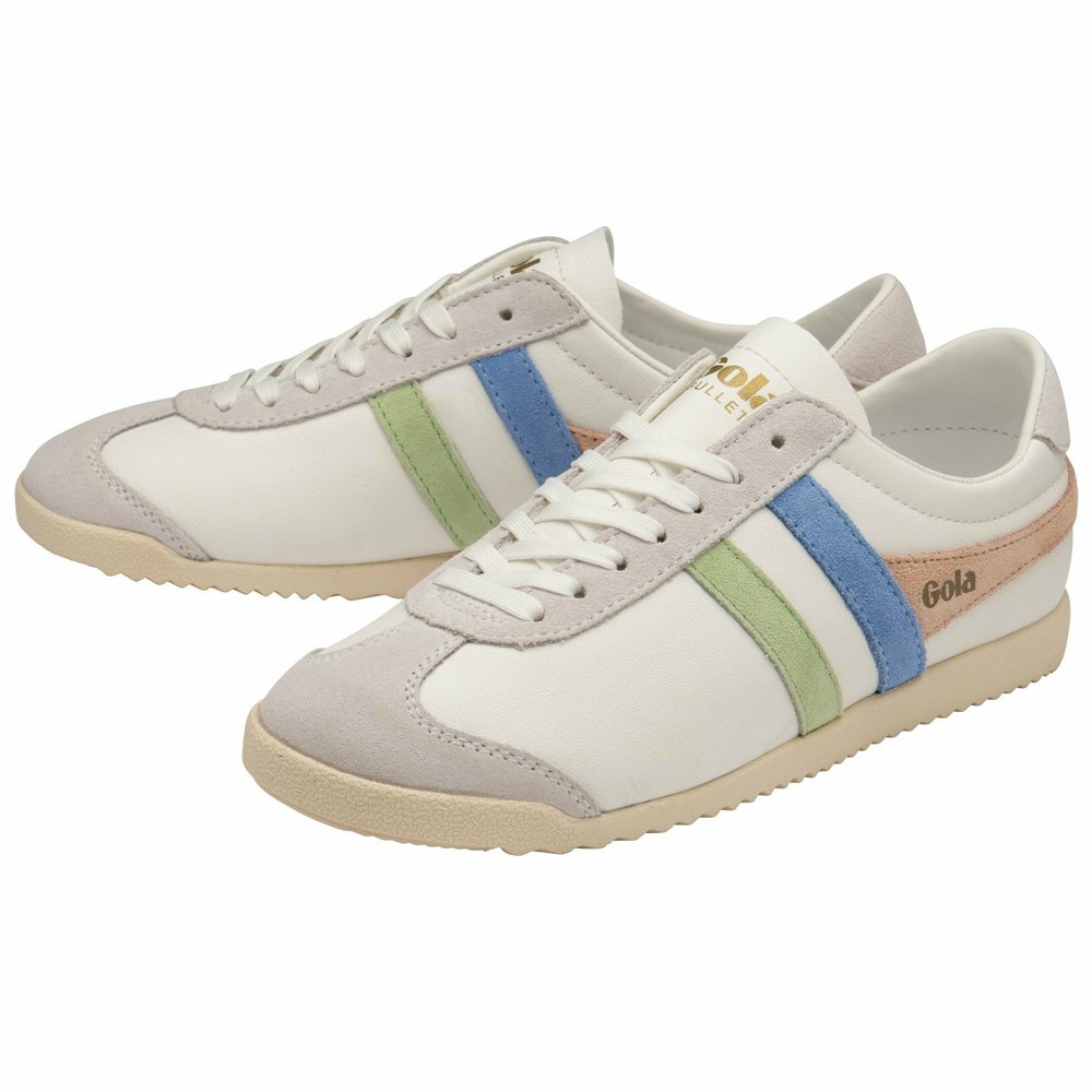 Gola Classics Bullet Trident Women Sneakers White / Green / Blue | UBDHZP478