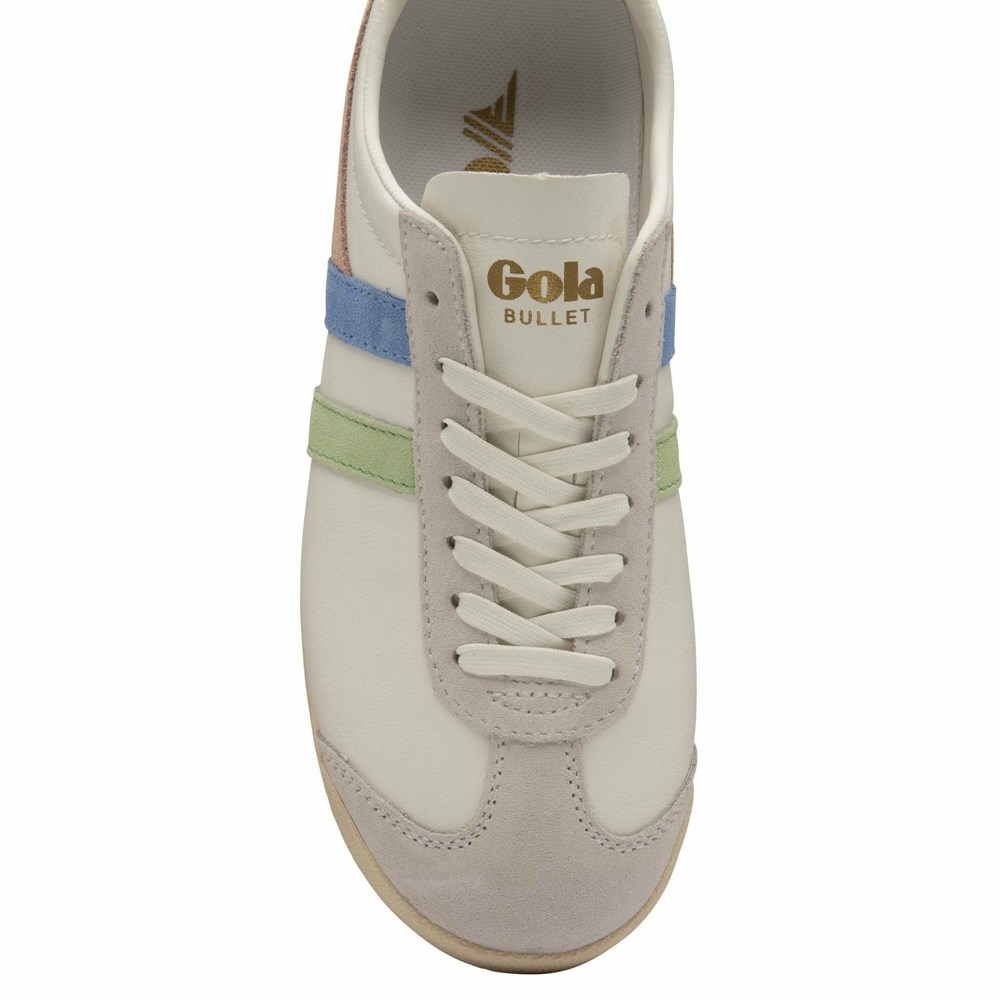 Gola Classics Bullet Trident Women Sneakers White / Green / Blue | UBDHZP478