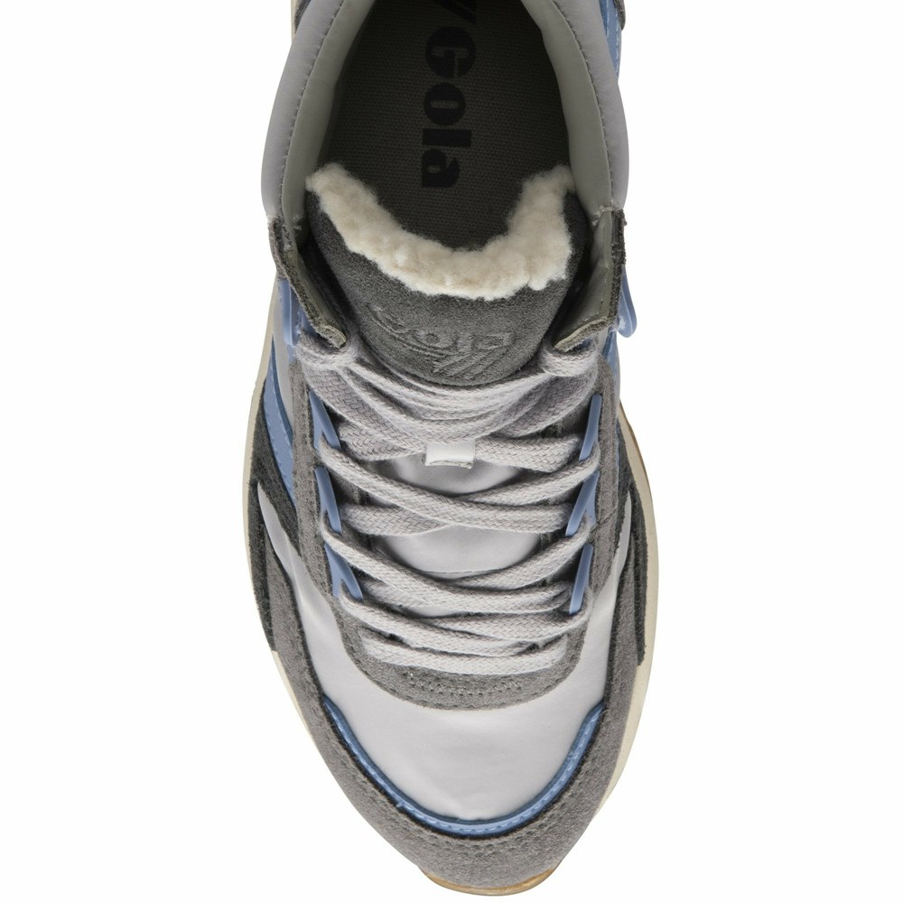 Gola Classics Chicago High Women Sneakers Light Grey / Blue / Blue | MUOSLV693