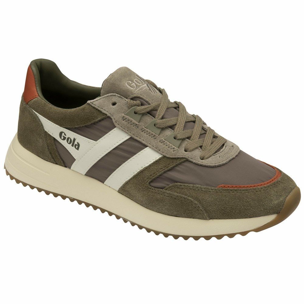 Gola Classics Chicago Men Sneakers Khaki / White | YWLEVQ901