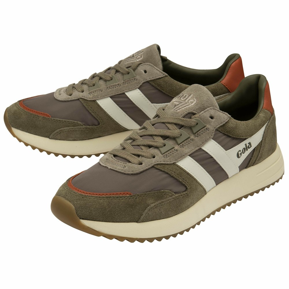 Gola Classics Chicago Men Sneakers Khaki / White | YWLEVQ901