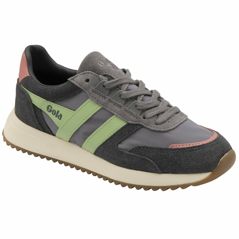 Gola Classics Chicago Women Sneakers Grey / Green / Coral Pink | ZLBPAR543