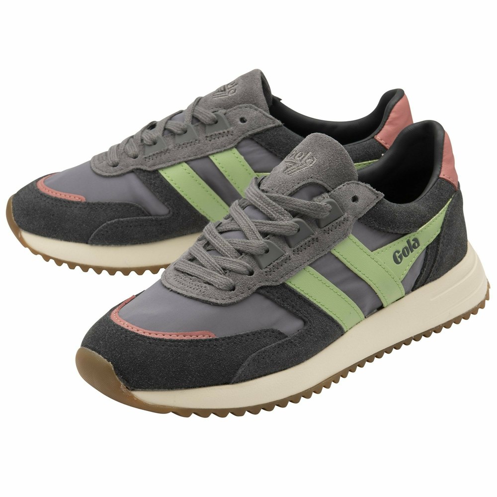 Gola Classics Chicago Women Sneakers Grey / Green / Coral Pink | ZLBPAR543