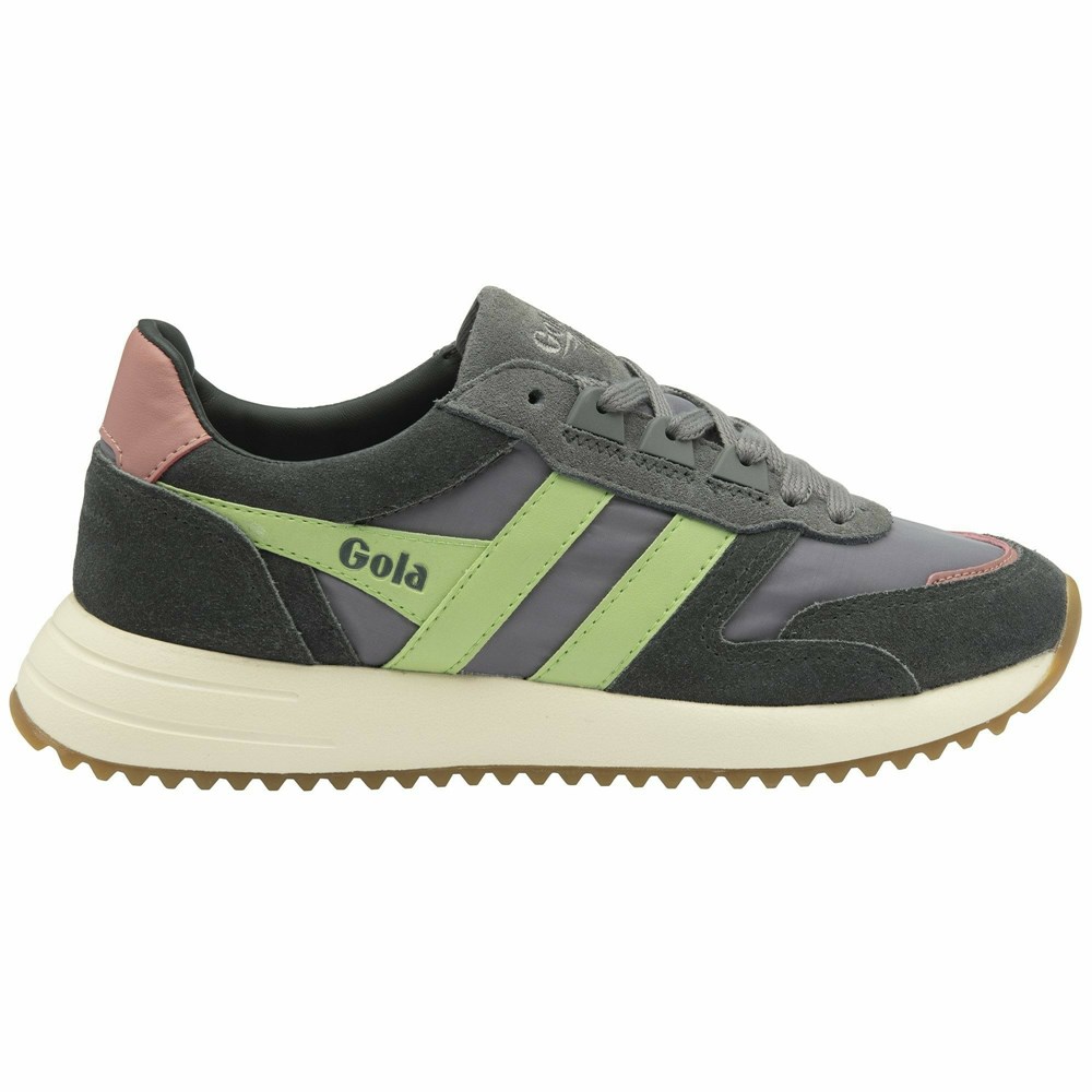 Gola Classics Chicago Women Sneakers Grey / Green / Coral Pink | ZLBPAR543