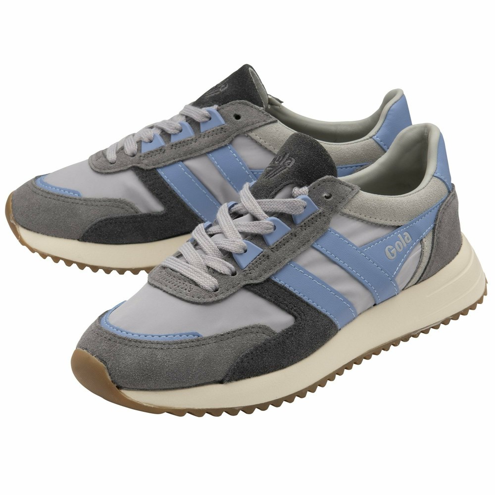 Gola Classics Chicago Women Sneakers Light Grey / Blue / Blue | CSFXGU726