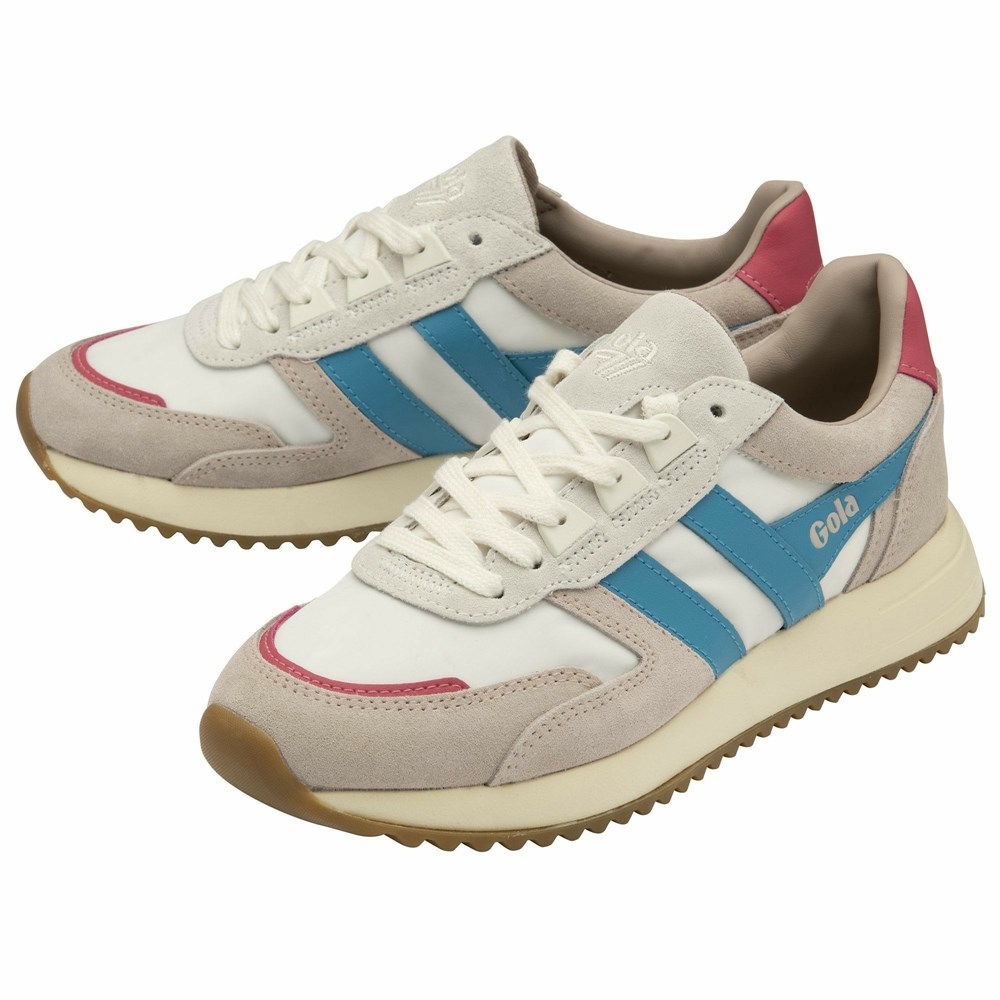 Gola Classics Chicago Women Sneakers White / Blue / Pink | VAHSQD170