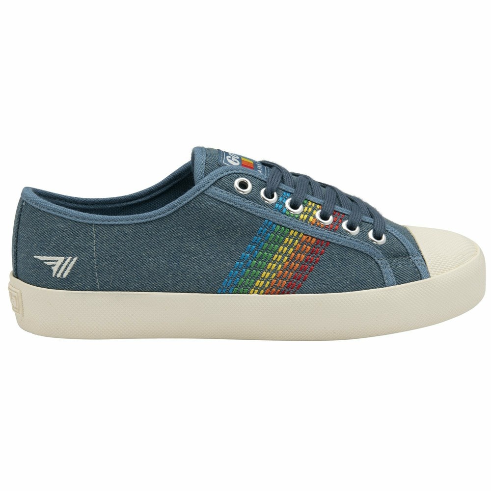 Gola Classics Coaster Rainbow Stitch Women Sneakers Blue / Multicolor | VUISHQ874