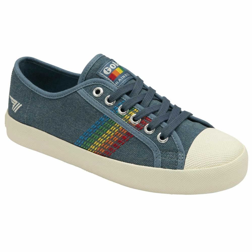 Gola Classics Coaster Rainbow Stitch Women Sneakers Blue / Multicolor | VUISHQ874