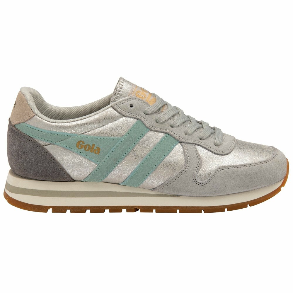 Gola Classics Daytona Blaze Women Sneakers Silver / Green White / Grey | GXBAHI592