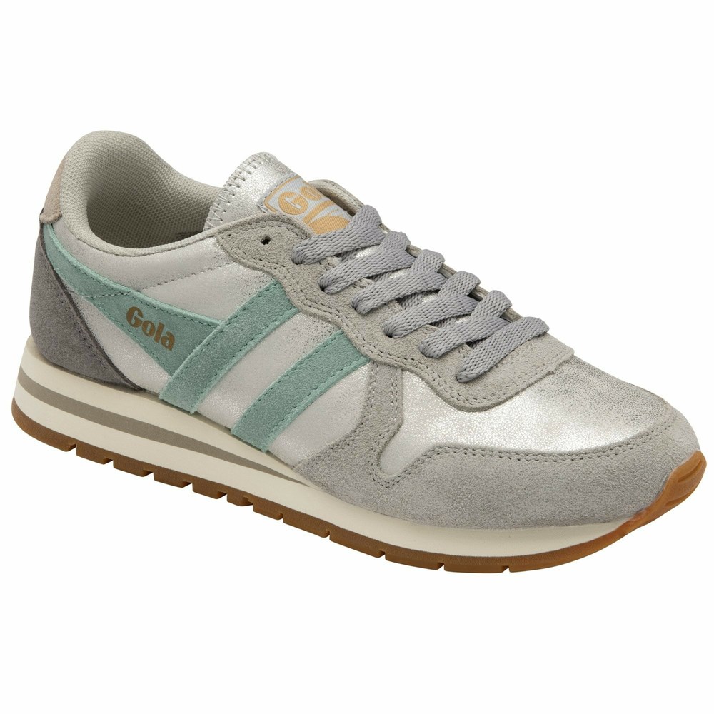 Gola Classics Daytona Blaze Women Sneakers Silver / Green White / Grey | GXBAHI592