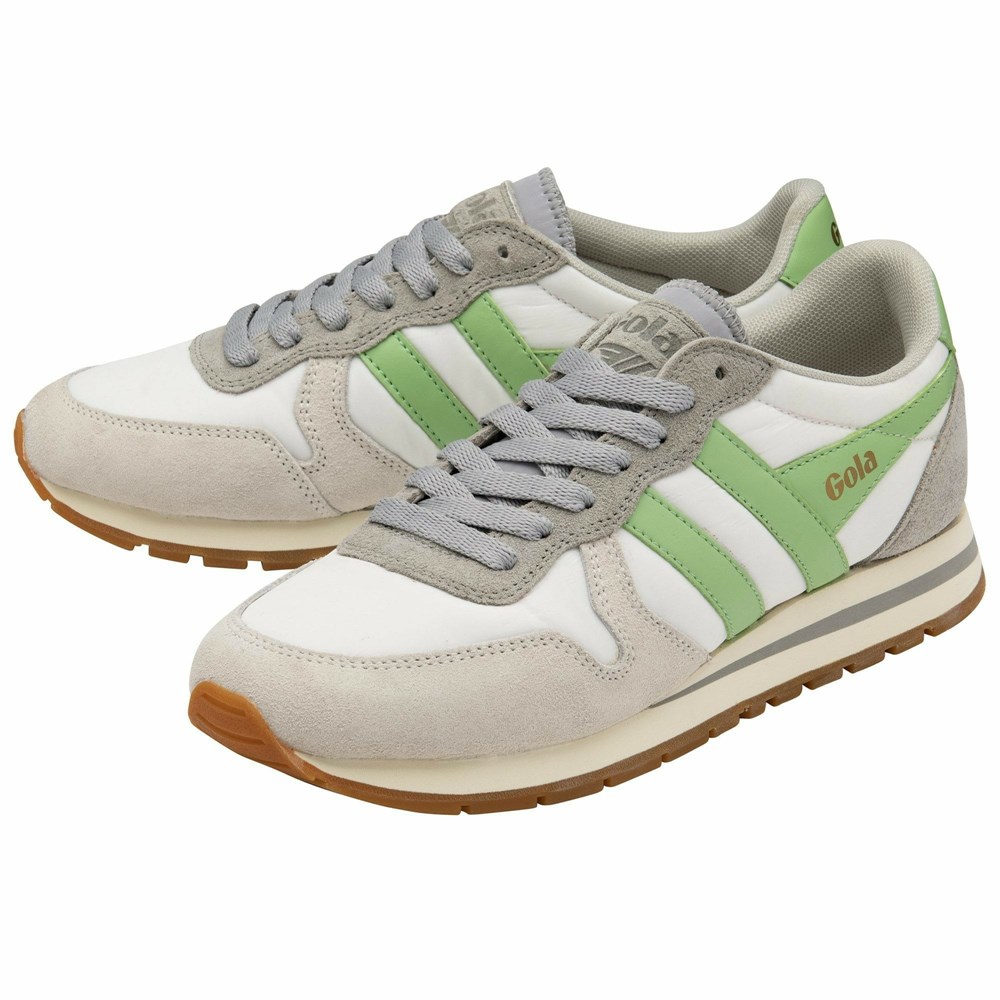 Gola Classics Daytona Chute Women Sneakers White / Light Grey / Green | FGJQUA841