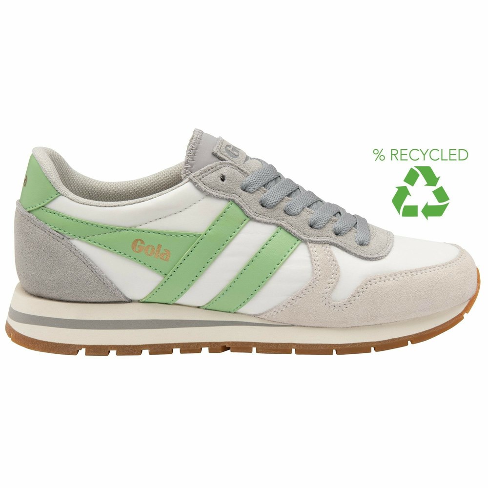 Gola Classics Daytona Chute Women Sneakers White / Light Grey / Green | FGJQUA841